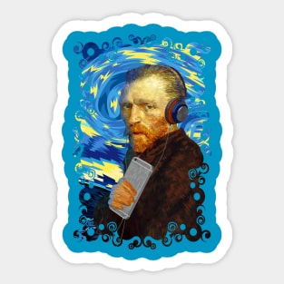 DJ Van Gogh Starry night Abstract Painting Sticker